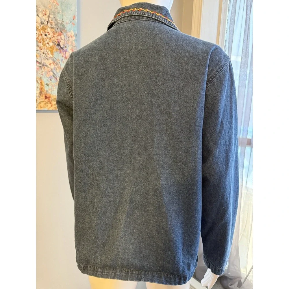 Vintage Bobbie Brooks‎ Denim Floral Embroidered Button Jacket Women's Small 4/6